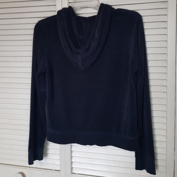 Juicy Couture Navy Blue Velour Hoodie Jacket Medium - Picture 5 of 12